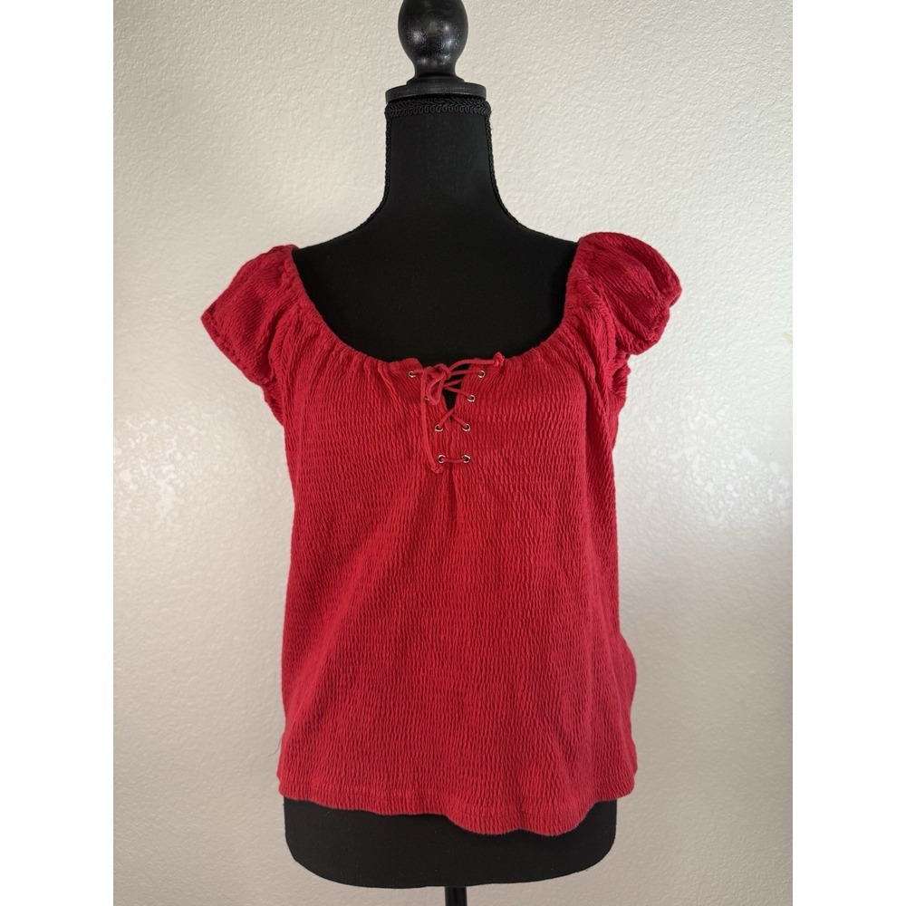 Y2K No Boundaries Stretch Red Top Babydoll Boho Fairy Grunge Feminine